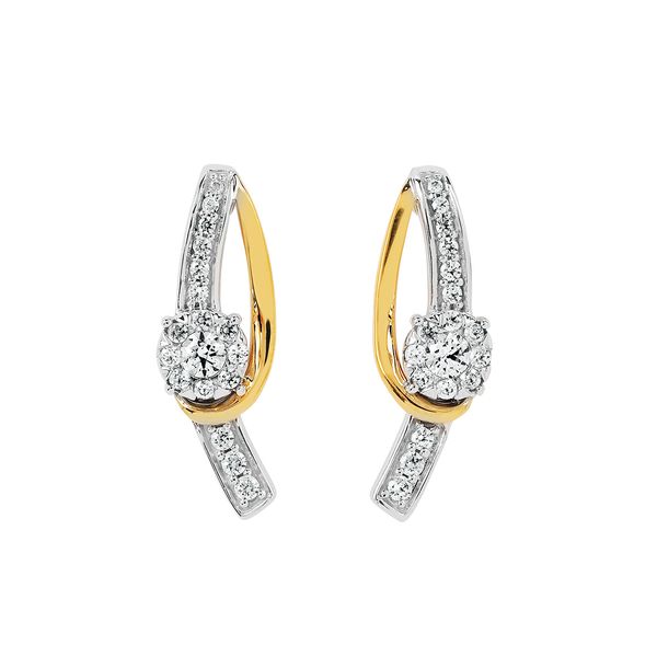 14k White & Yellow Gold Diamond Earrings Scirto's Jewelry Lockport, NY