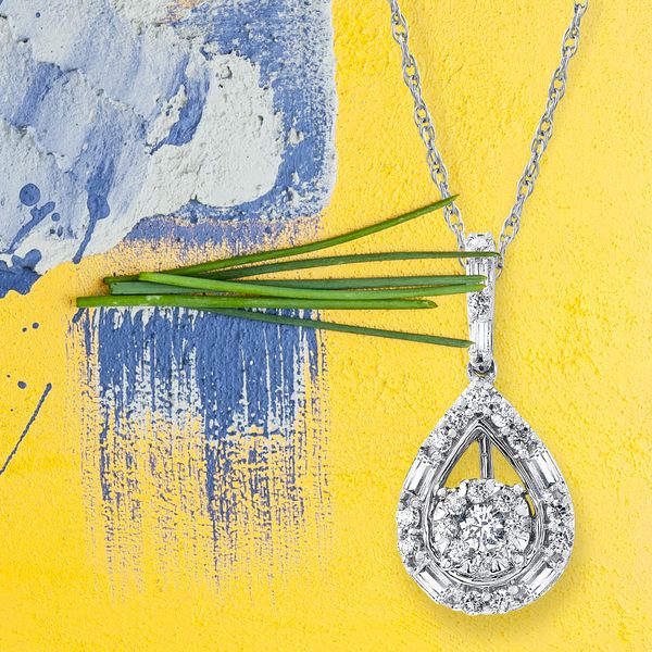 14k White Gold Diamond Pendant Image 3 Lewis Jewelers, Inc. Ansonia, CT