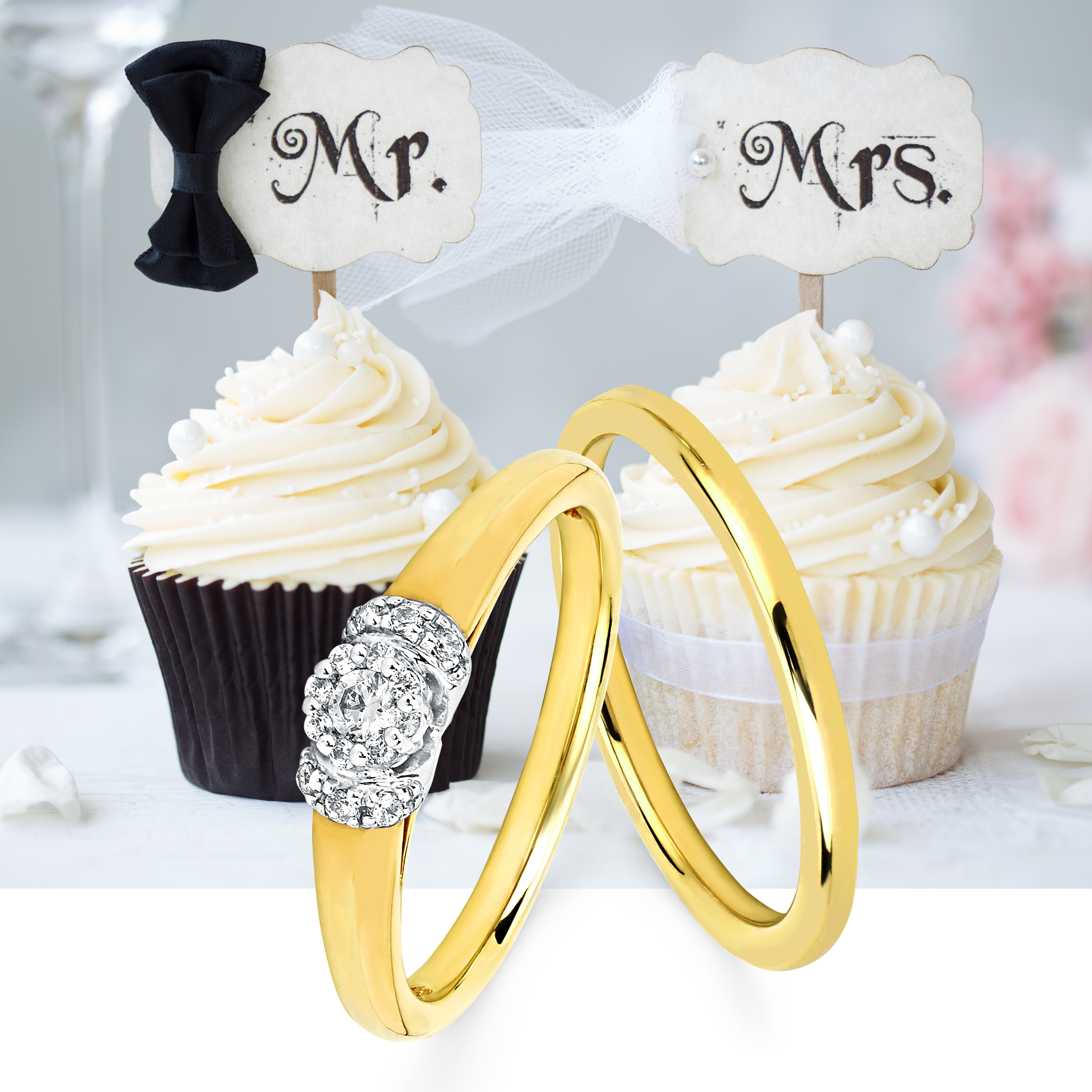 14k Yellow & White Gold Bridal Set Image 4 Davidson Jewelers East Moline, IL