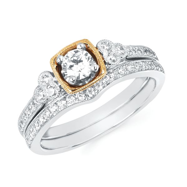 14k White & Yellow Gold Bridal Set Morin Jewelers Southbridge, MA