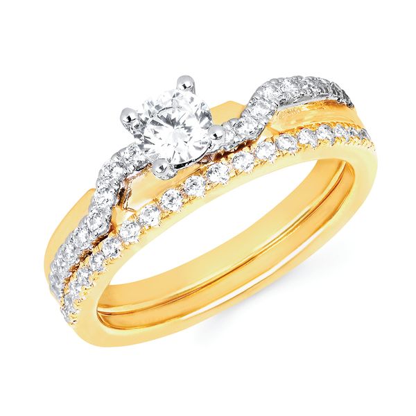 14k Yellow & White Gold Bridal Set Arthur's Jewelry Bedford, VA