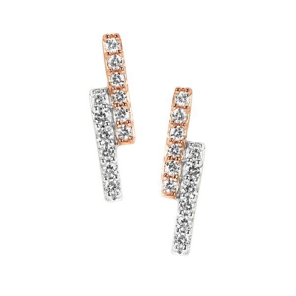 10k White & Rose Gold Diamond Earrings Nesemann's Diamond Center Plymouth, WI