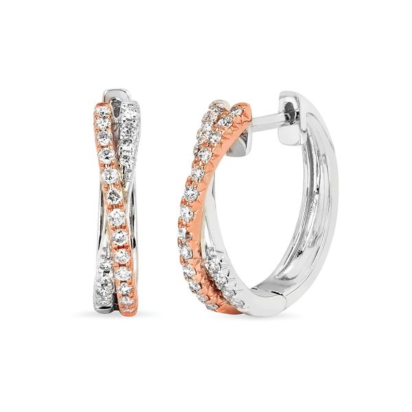 14k White & Rose Gold Diamond Earrings Morin Jewelers Southbridge, MA