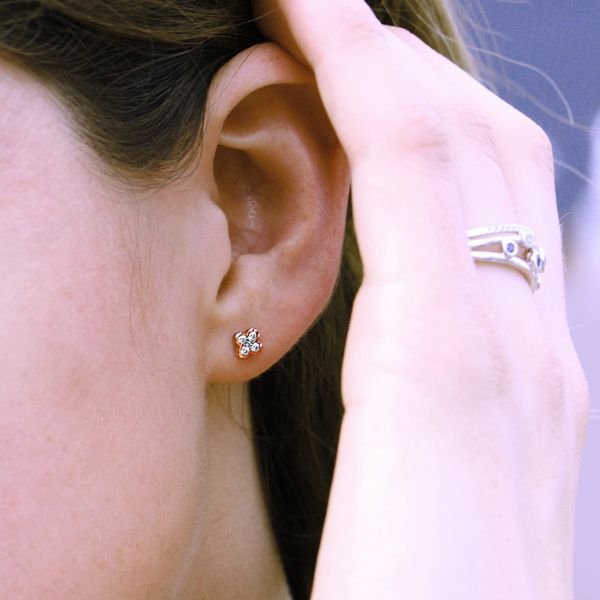 10k Rose Gold Diamond Earrings Image 3 Scirto's Jewelry Lockport, NY