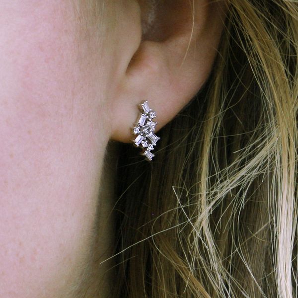 14k White Gold Diamond Earrings Image 2 Jones Jeweler Celina, OH