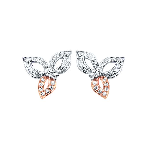 14k White & Rose Gold Diamond Earrings Nesemann's Diamond Center Plymouth, WI