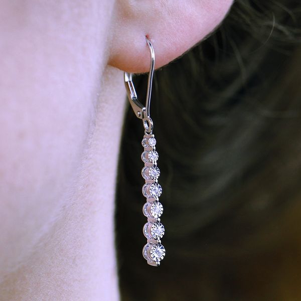 14k White Gold Diamond Earrings Image 2 B & L Jewelers Danville, KY