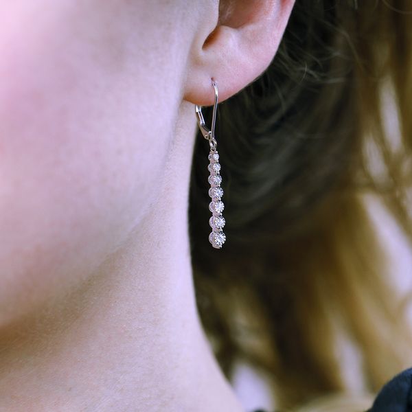 14k White Gold Diamond Earrings Image 3 B & L Jewelers Danville, KY
