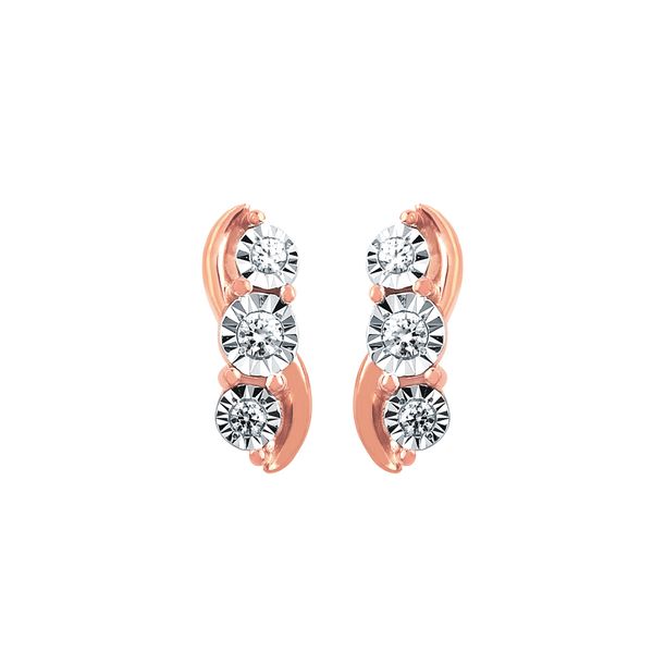 14k Rose Gold Diamond Earrings Scirto's Jewelry Lockport, NY