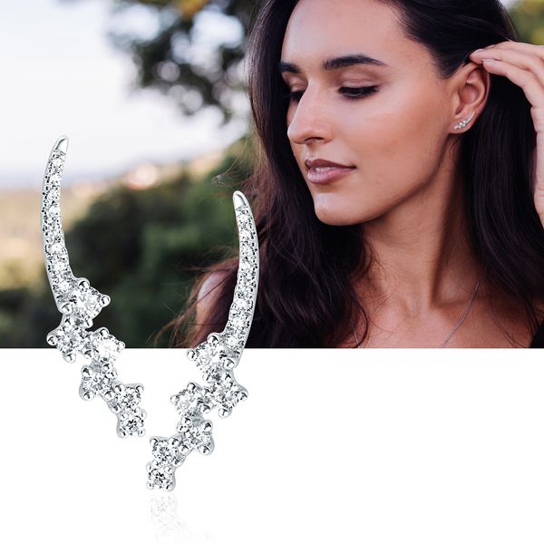 14k White Gold Diamond Earrings Image 4 Scirto's Jewelry Lockport, NY