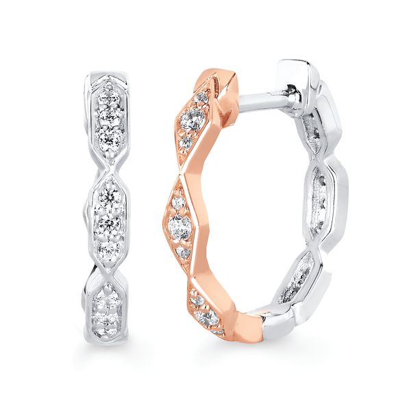 10k White & Rose Gold Hoop Earrings Scirto's Jewelry Lockport, NY