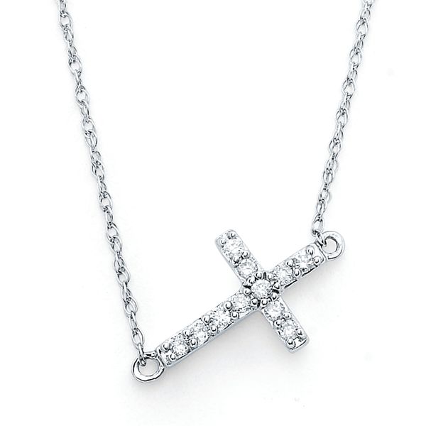 14k White Gold Diamond Cross Scirto's Jewelry Lockport, NY