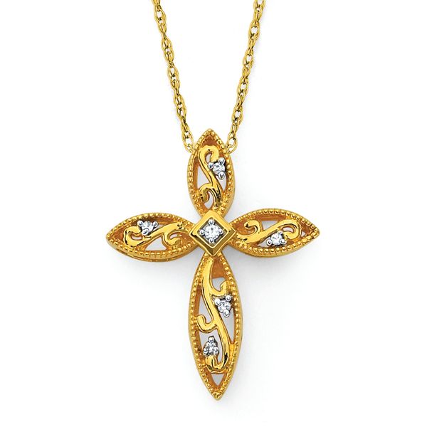 14k Yellow Gold Diamond Cross J. Anthony Jewelers Neenah, WI