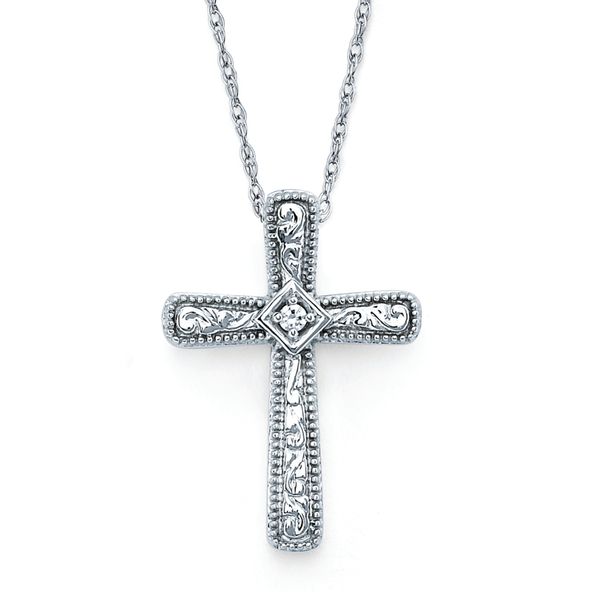 14k White Gold Diamond Cross Lewis Jewelers, Inc. Ansonia, CT