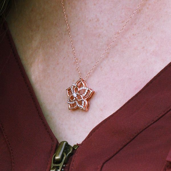 14k Rose Gold Diamond Pendant Image 2 B & L Jewelers Danville, KY