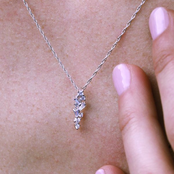 14k White Gold Diamond Pendant Image 3 Lewis Jewelers, Inc. Ansonia, CT