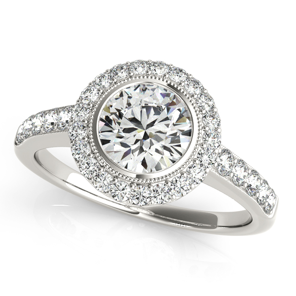 18K White Gold Round Halo Engagement Ring Hess & Co Jewelers Lexington, VA