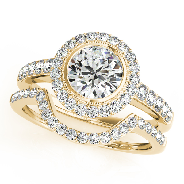 14K Yellow Gold Round Halo Engagement Ring Image 3 Hess & Co Jewelers Lexington, VA