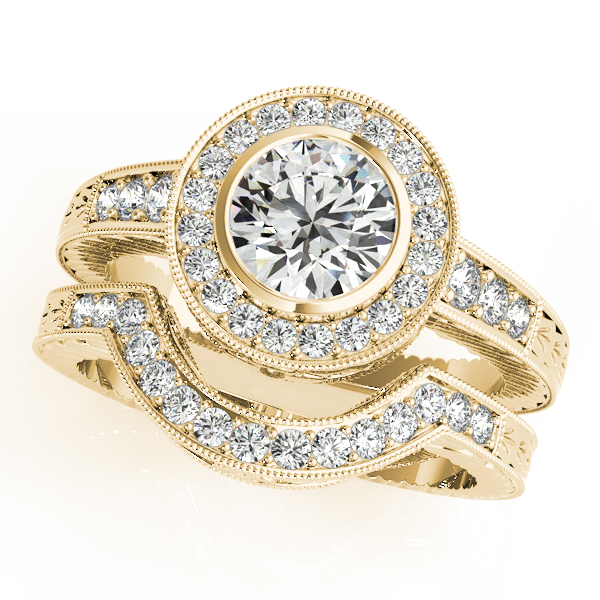 14K Yellow Gold Finish 1.00 Ct Round Diamond Vintage Cluster Engagement Ring 