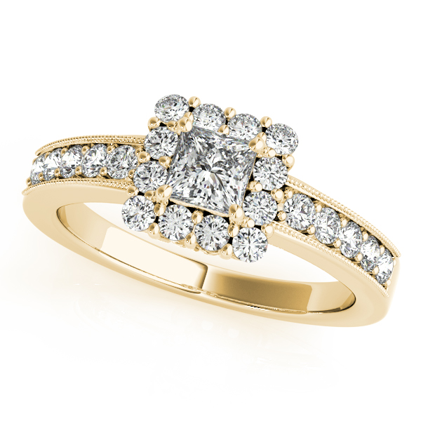 18K Yellow Gold Halo Engagement Ring Elgin's Fine Jewelry Baton Rouge, LA