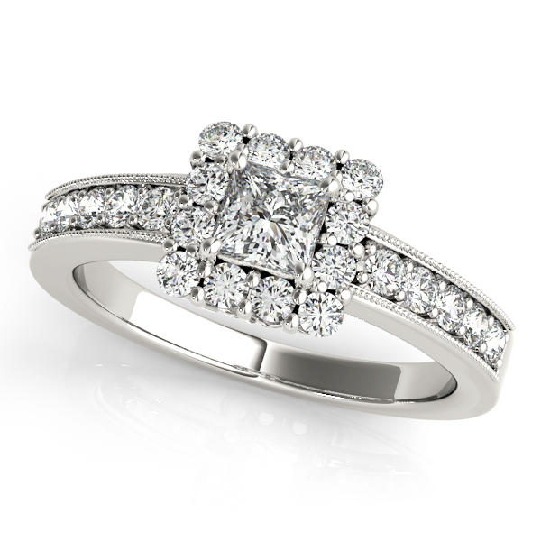 18K White Gold Halo Engagement Ring Hess & Co Jewelers Lexington, VA