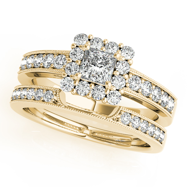 14K Yellow Gold Halo Engagement Ring Image 3 Quality Gem LLC Bethel, CT