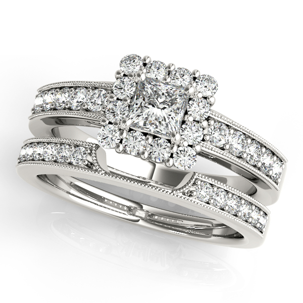 14K White Gold Halo Engagement Ring Image 3 Grono and Christie Jewelers East Milton, MA