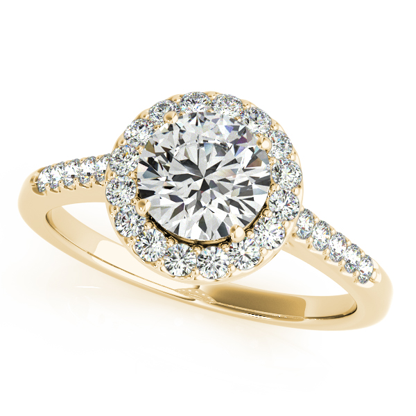 18K Yellow Gold 9.1 MM Halo Engagement Ring Grono and Christie Jewelers East Milton, MA