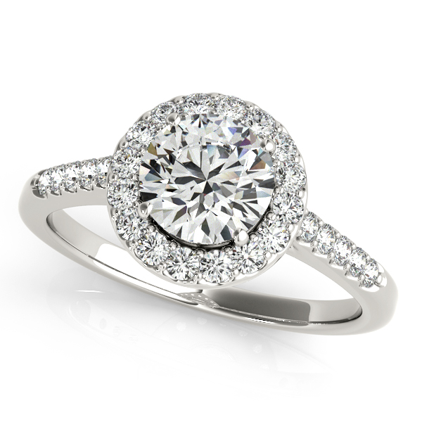 18K White Gold 9.1 MM Halo Engagement Ring Hess & Co Jewelers Lexington, VA