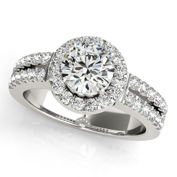 14K White Gold Round Halo Engagement Ring Mystique Jewelers Alexandria, VA