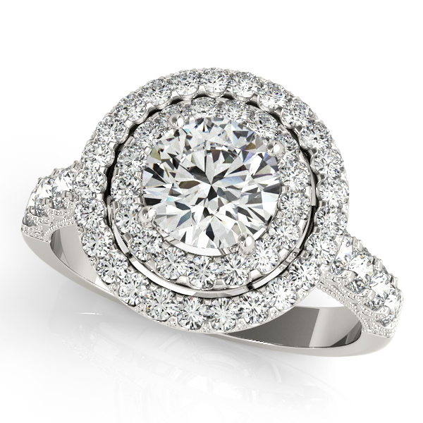 Platinum Round Halo Engagement Ring Grono and Christie Jewelers East Milton, MA