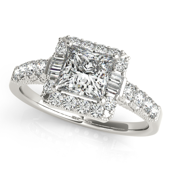 14K White Gold Halo Engagement Ring Elgin's Fine Jewelry Baton Rouge, LA