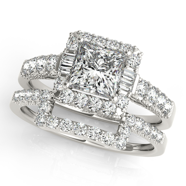 14K White Gold Halo Engagement Ring Image 3 Quality Gem LLC Bethel, CT