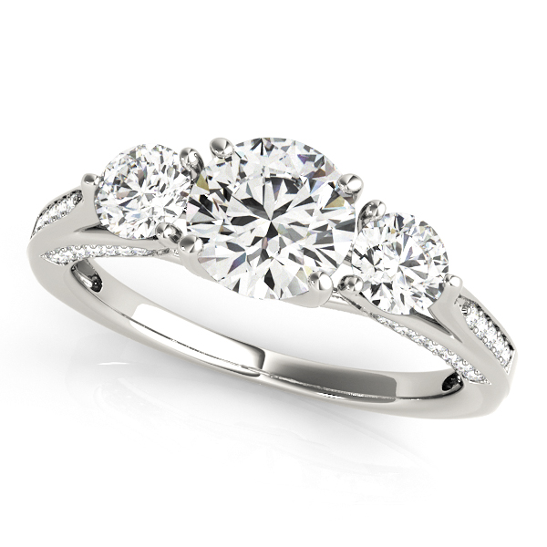 18K White Gold Three-Stone Round Engagement Ring Grono and Christie Jewelers East Milton, MA