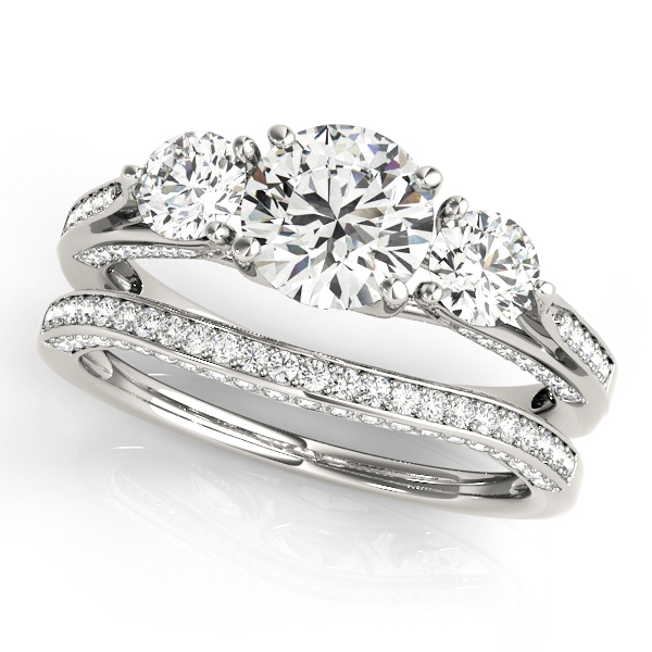 18K White Gold Three-Stone Round Engagement Ring Image 3 Quality Gem LLC Bethel, CT