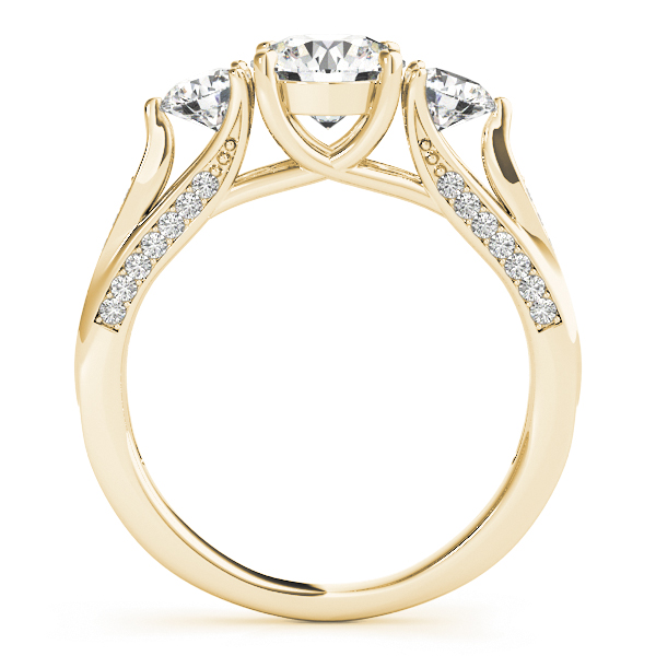 14K Yellow Gold Three-Stone Round Engagement Ring Image 2 Hess & Co Jewelers Lexington, VA