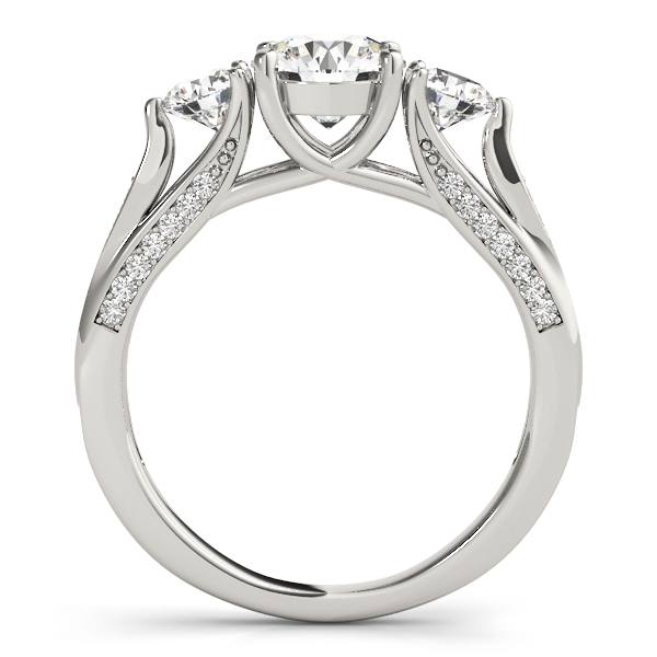 18K White Gold Three-Stone Round Engagement Ring Image 2 Quality Gem LLC Bethel, CT