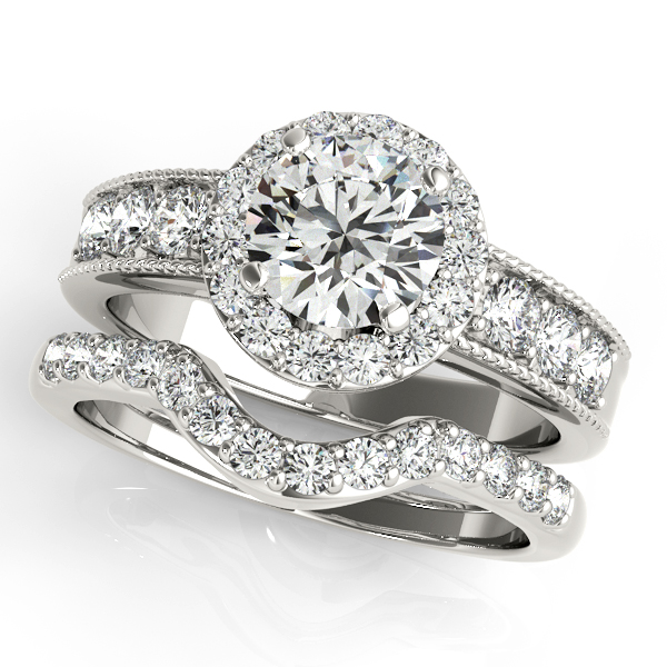14K White Gold Round Halo Engagement Ring Image 3 DJ's Jewelry Woodland, CA