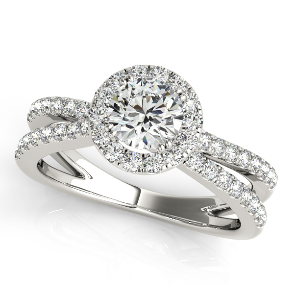 18K White Gold Round Halo Engagement Ring Grono and Christie Jewelers East Milton, MA