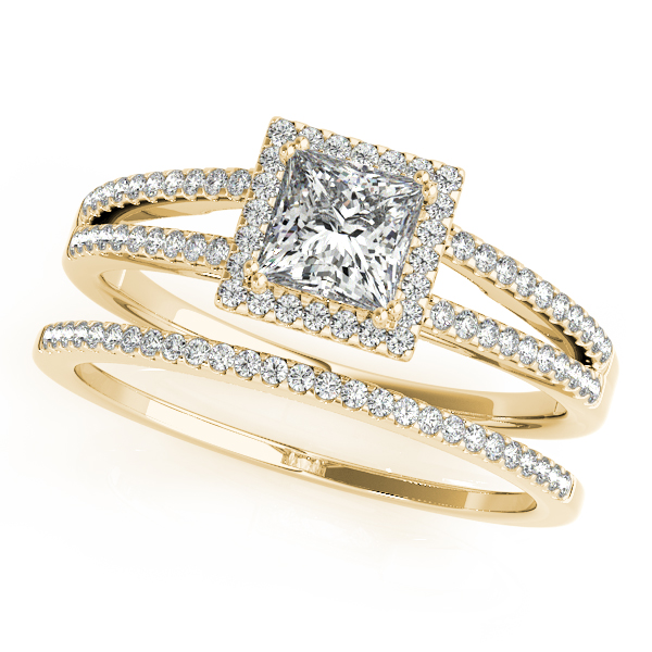 10k Yellow Gold Ladies Round Diamond Solitaire Halo Engagement Wedding Ring 
