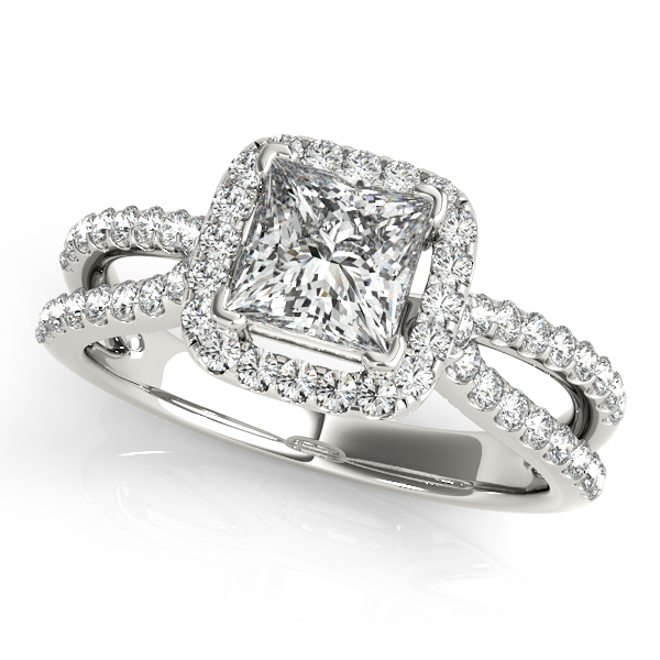 14K White Gold Halo Engagement Ring Grono and Christie Jewelers East Milton, MA
