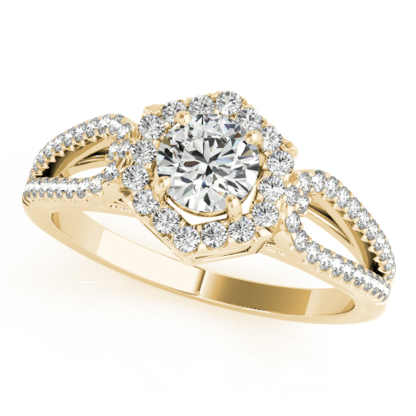 18K Yellow Gold Round Halo Engagement Ring Grono and Christie Jewelers East Milton, MA