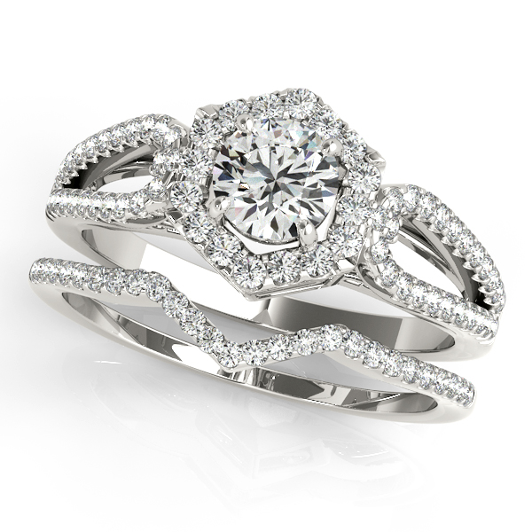 18K White Gold Round Halo Engagement Ring Image 3 Hess & Co Jewelers Lexington, VA