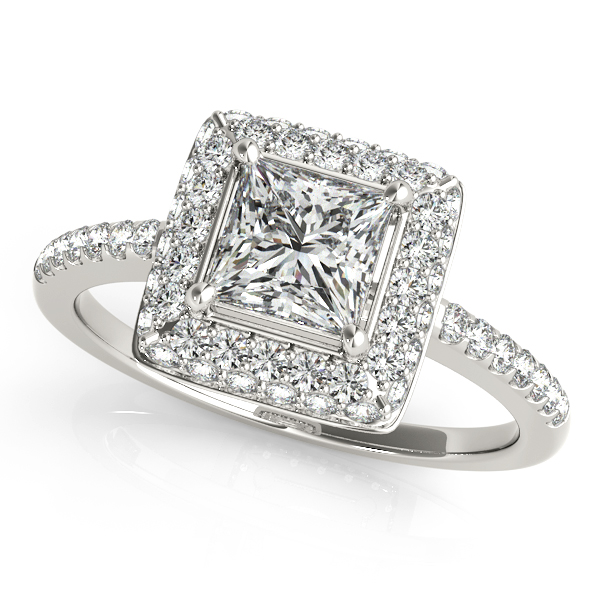 18K White Gold Halo Engagement Ring Grono and Christie Jewelers East Milton, MA