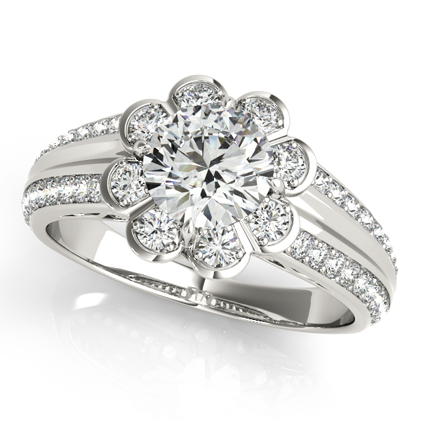 14K White Gold Round Halo Engagement Ring Vincent Anthony Jewelers Tulsa, OK