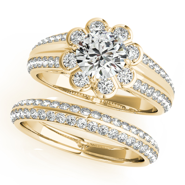 18K Yellow Gold Round Halo Engagement Ring Image 3 J Gowen Jewelry Comfort, TX