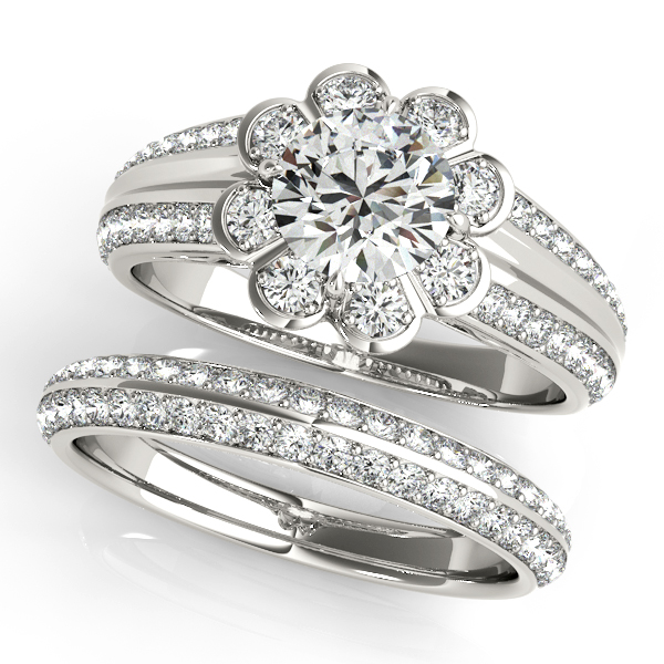 14K White Gold Round Halo Engagement Ring Image 3 J Gowen Jewelry Comfort, TX