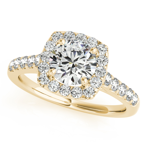 14K Yellow Gold Cushion Halo Engagement Ring Vincent Anthony Jewelers Tulsa, OK