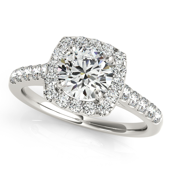 14K White Gold Cushion Halo Engagement Ring Orin Jewelers Northville, MI