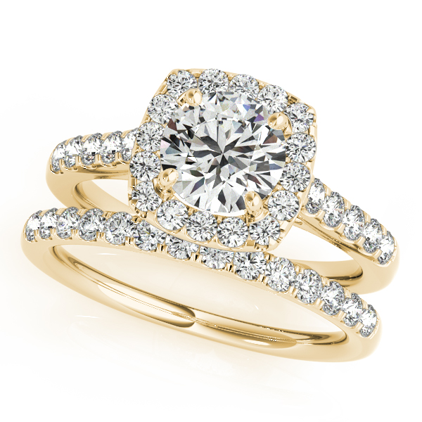 14K Yellow Gold Cushion Halo Engagement Ring Image 3 Vincent Anthony Jewelers Tulsa, OK
